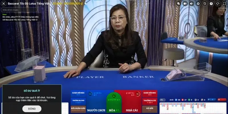 Bàn casino trực tiếp với dealer điều hành xuyên suốt