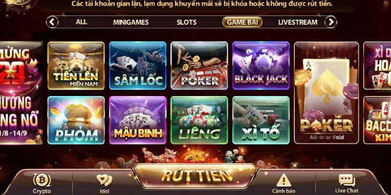 Tổng hợp game bài nổi bật tại Nhatvip